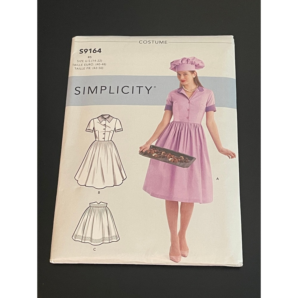 00510 -โ Simplicity S9164 Costume Dress Hat Pattern Adult Size 14-22 Chef UNCUT
